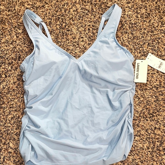 Lands' End Other - 🆕 Lands' End Sky Blue Cinched V-Neck Tank Top Swim Top Size 10 | NWT